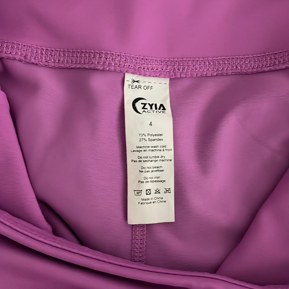 Zyia Active Lilac Pocket Light N Tight Leggings 7/8 24" Piping Logo Size 4 Yoga - Picture 8 of 10